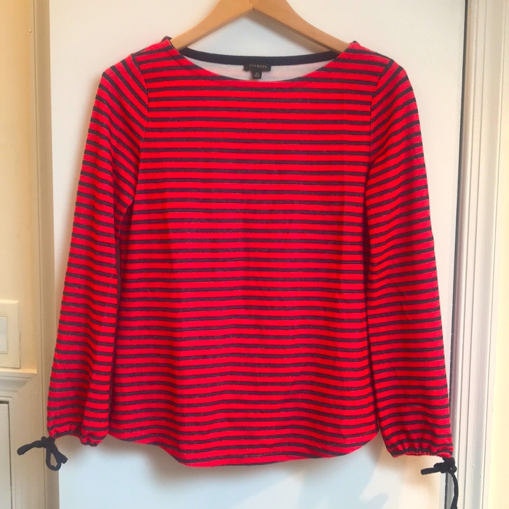 Talbots Nautical top, 3/4 sleeves with ties. Sz XS but fits like a Small. EUC - Picture 2 of 6